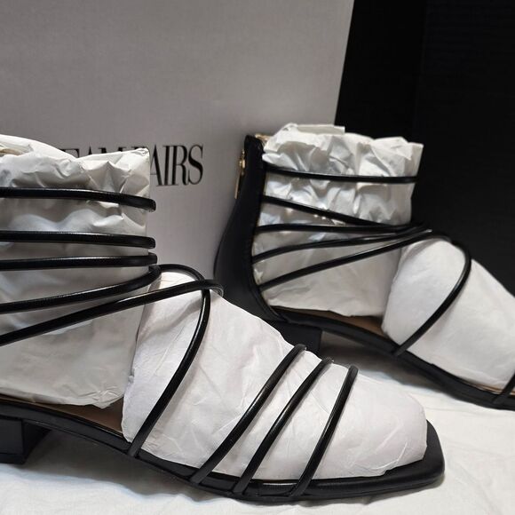 Strappy Black Shoes Women's Size 7 Summer Sandals, Dream Pairs, Square Toe NEW - Picture 14 of 14